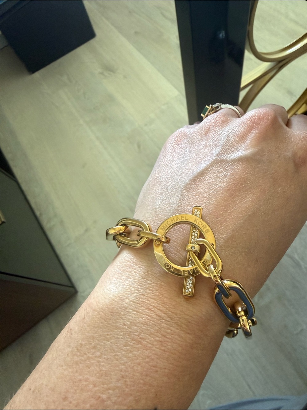 Michael Kors Gold Crystal Toggle Link Bracelet - Picture 6 of 9